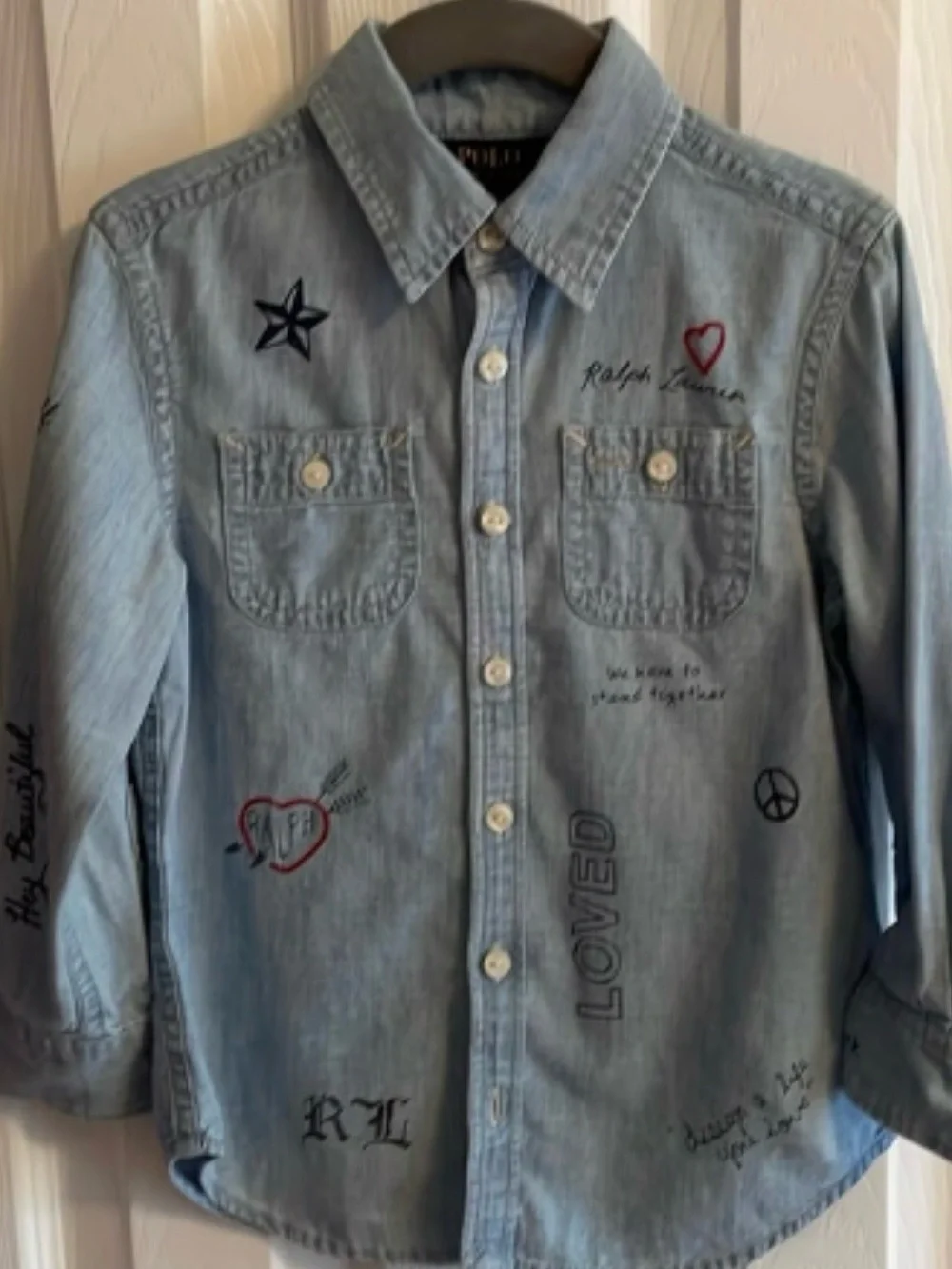 Ralph Lauren Light Blue Embroidered Denim Jacket for Kids